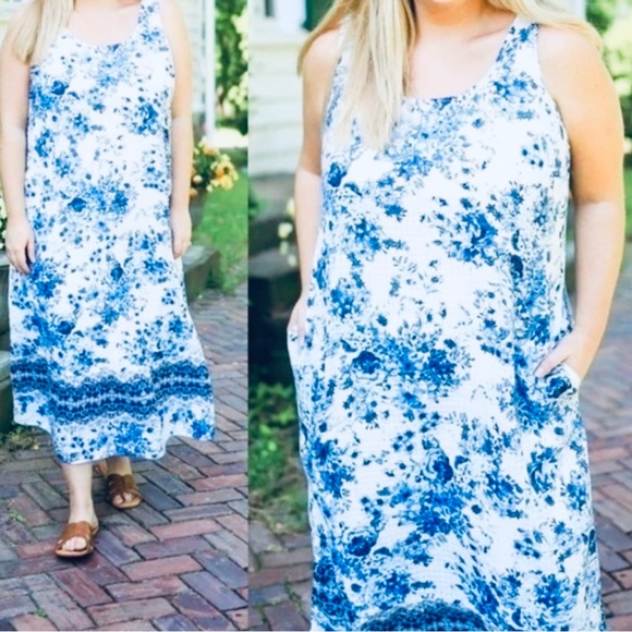J. Jill Dresses & Skirts - J Jill Blue and White Maxi